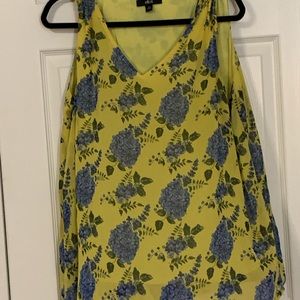 Yellow and blue floral print tie top tank top by ellos